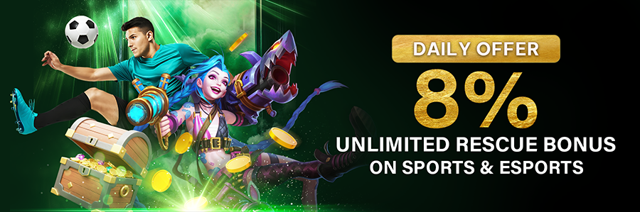 8% Daily Unlimited Rescue Bonus On Sports & Esports