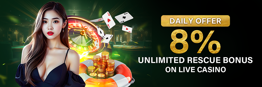 8% Daily Unlimited Rescue Bonus Live Casino